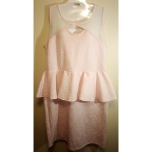 Dots white & pale pink sleeveless dress